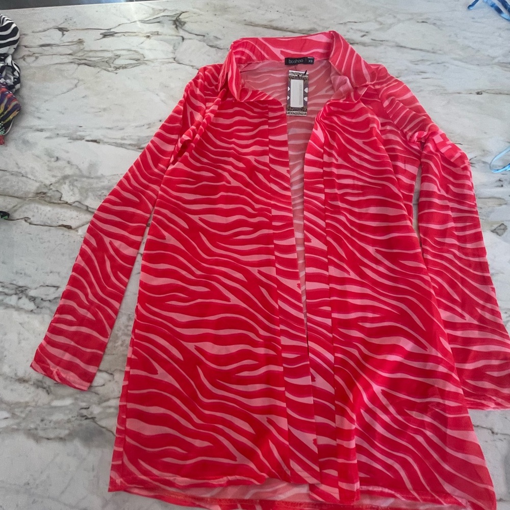 Sheer Pink Zebra Print Cover-Up